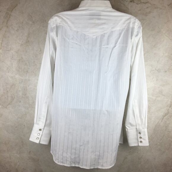 Crazy Cowboy Long-Sleeve White Snap Button Shirt with Gold Stripes Size L - Picture 2 of 14